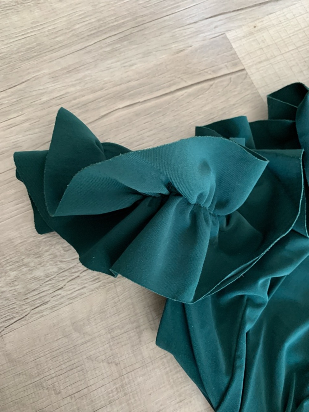Xscape Emerald Green Ruffle Off-Shoulder Maxi Dress, size 14. - Picture 7 of 14
